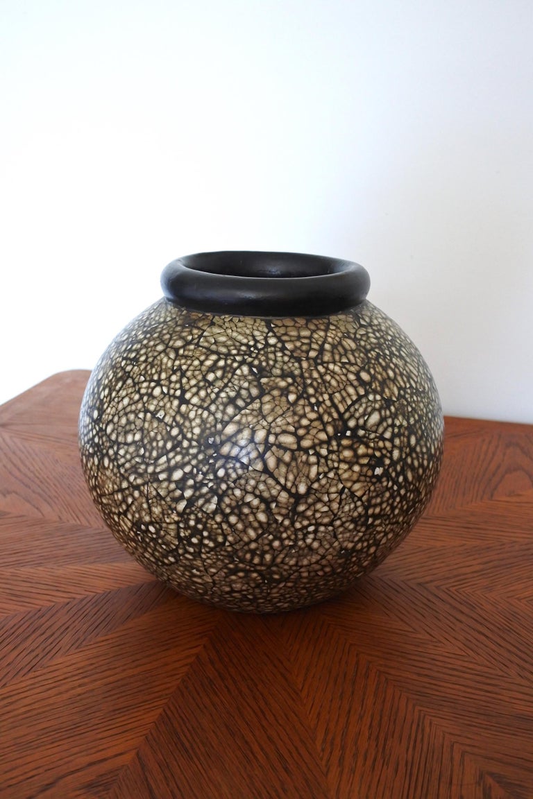 Jacques Signed Ceramic and Eggshell Vase, France, 1930s at 1stDibs