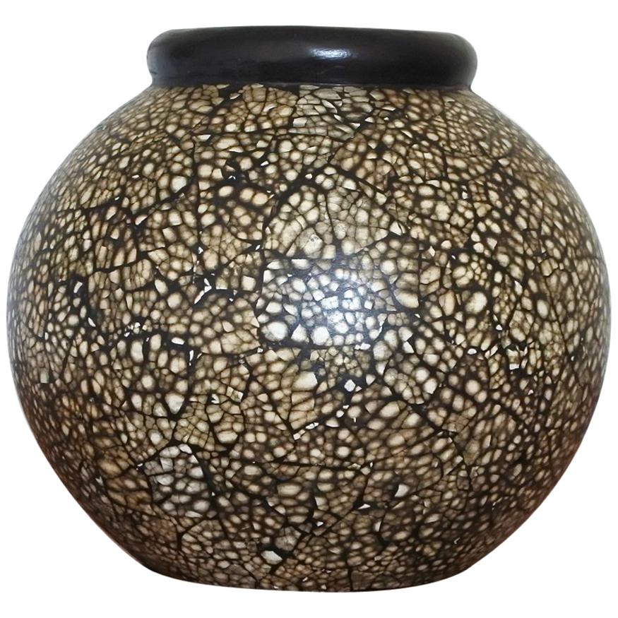 Jacques Adnet Signed Ceramic and Eggshell Vase, France, 1930s