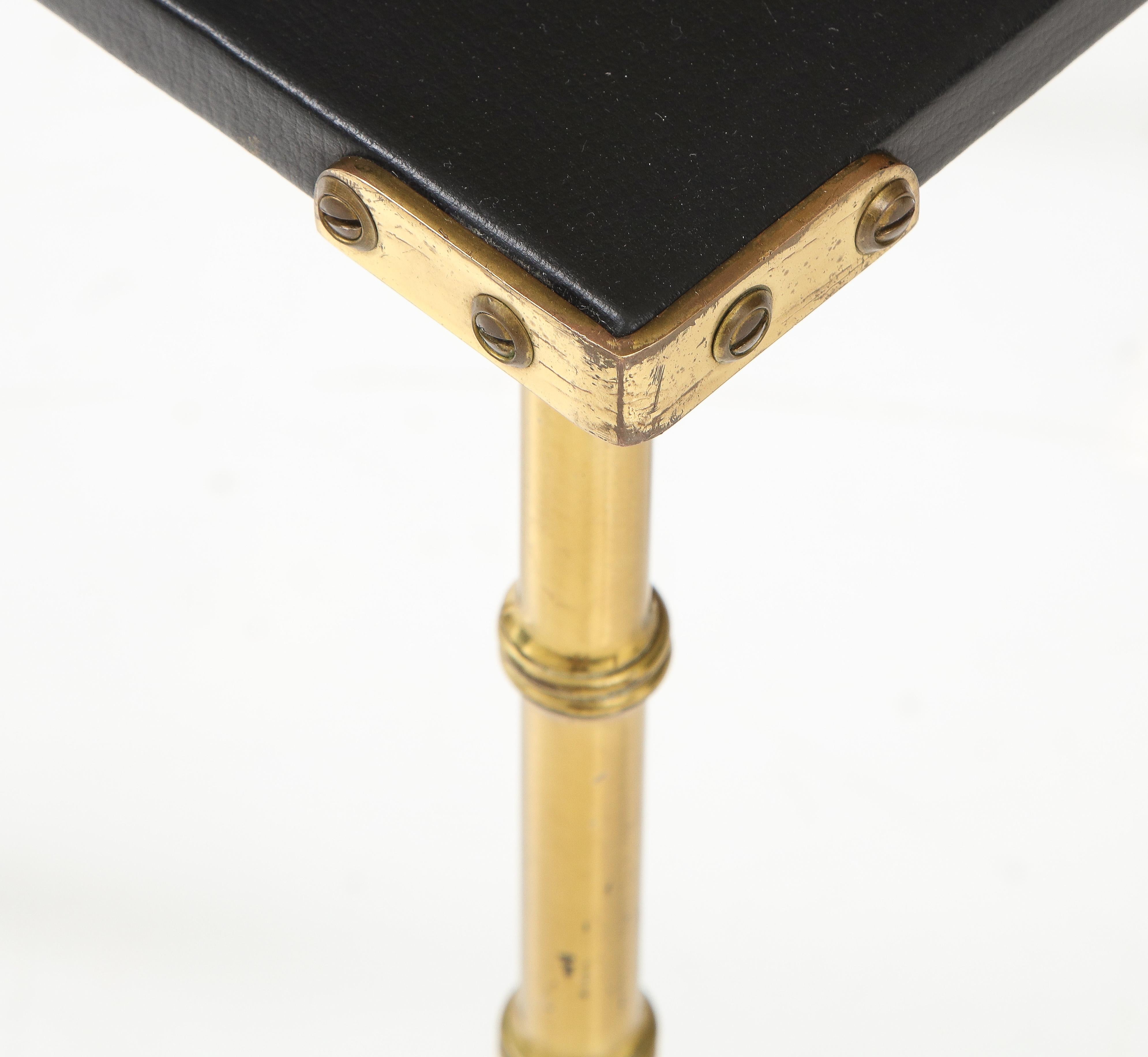 Brass Jacques Adnet Small Faux Bamboo Side Table, France, 1950s For Sale