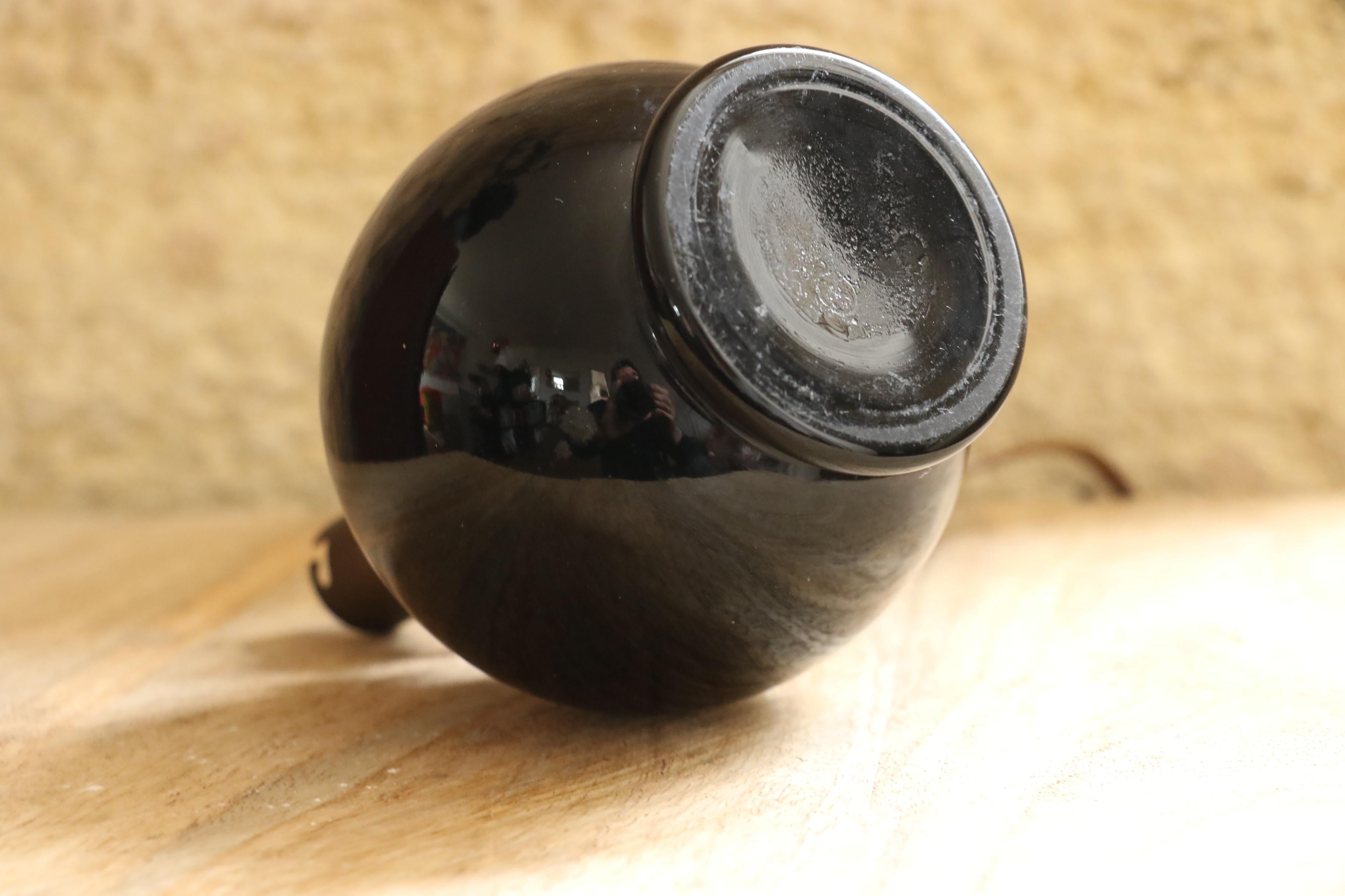 Jacques Adnet Spherical Table Lamp, Black Opaline Glass, France 1930 In Good Condition In Camblanes et Meynac, FR