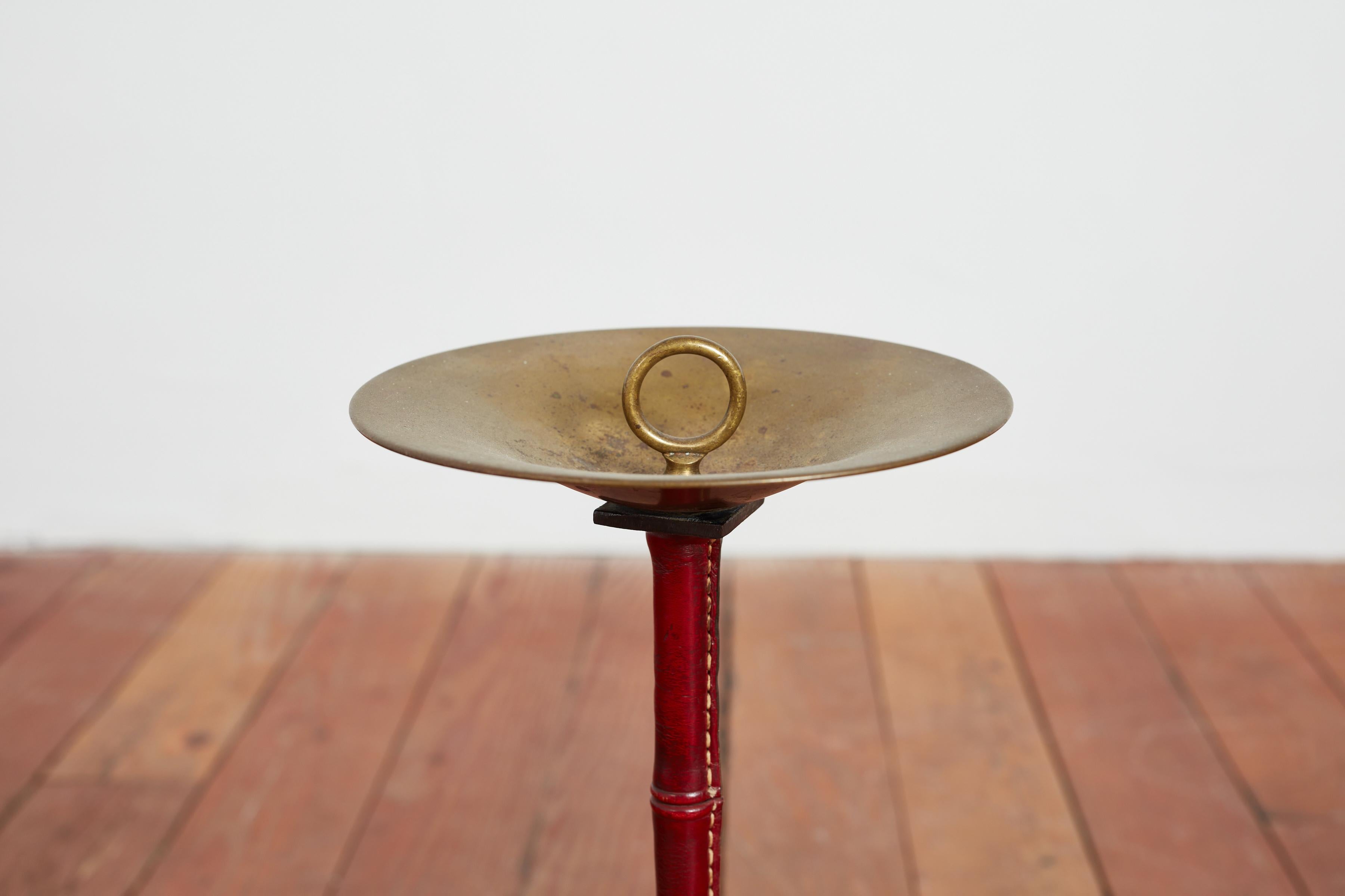 Brass Jacques Adnet Standing Ashtray / Catchall For Sale