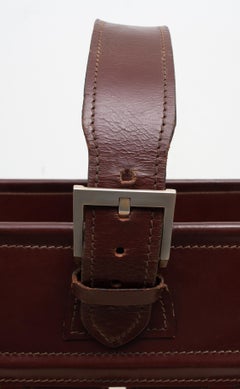 Jacques Adnet, Stich Leather Magazine Rack
