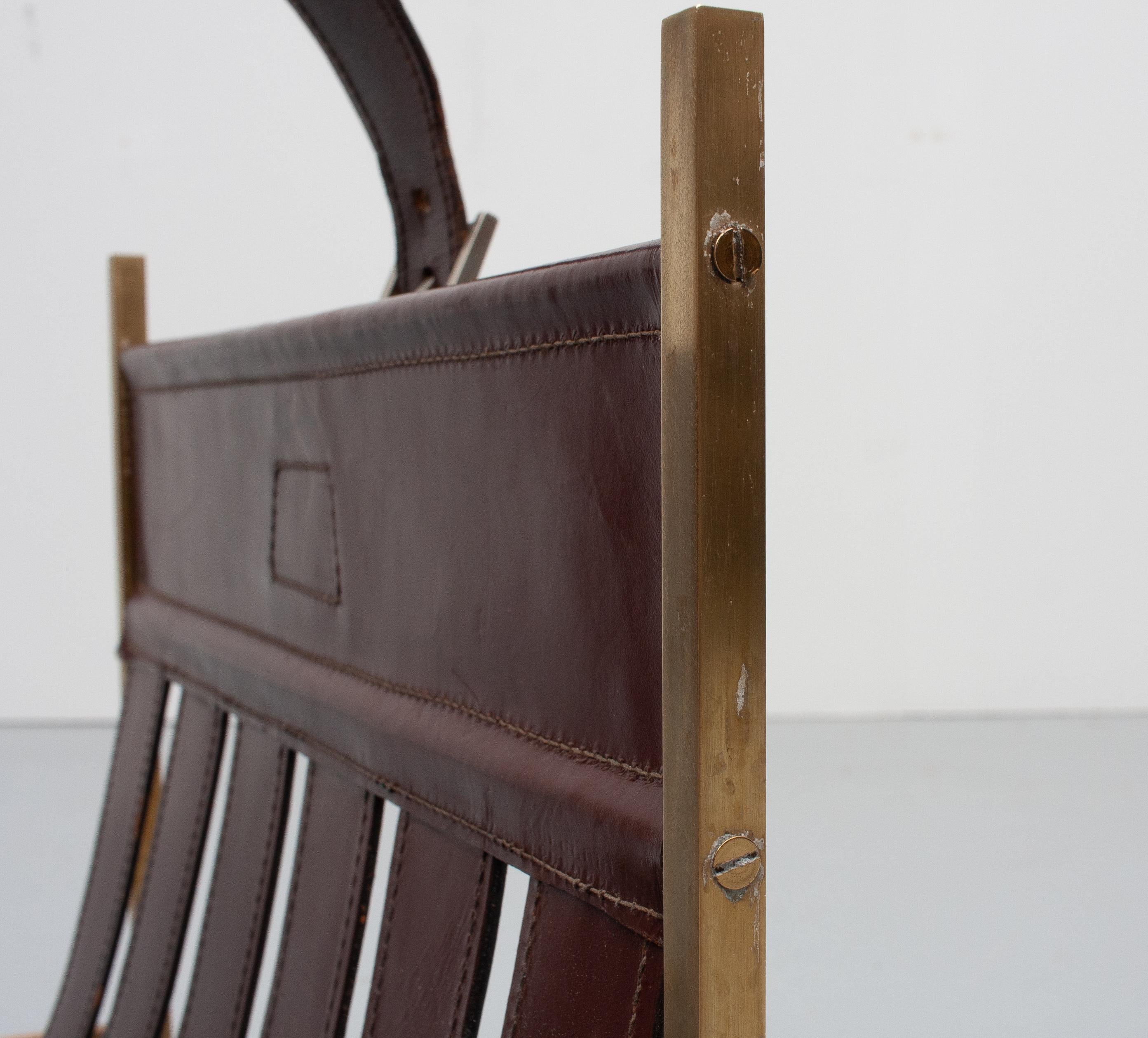 Jacques Adnet, Stich Leather Magazine Rack In Good Condition In Den Haag, NL