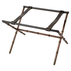 Jacques Adnet Stitched Leather and Brass Luggage Stand