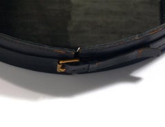 Jacques Adnet Spiegel aus genähtem Leder und Messing