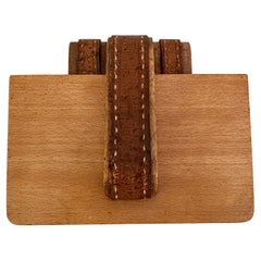 Jacques Adnet Boîte à couvercle en cuir Stitch by Oak Stitch