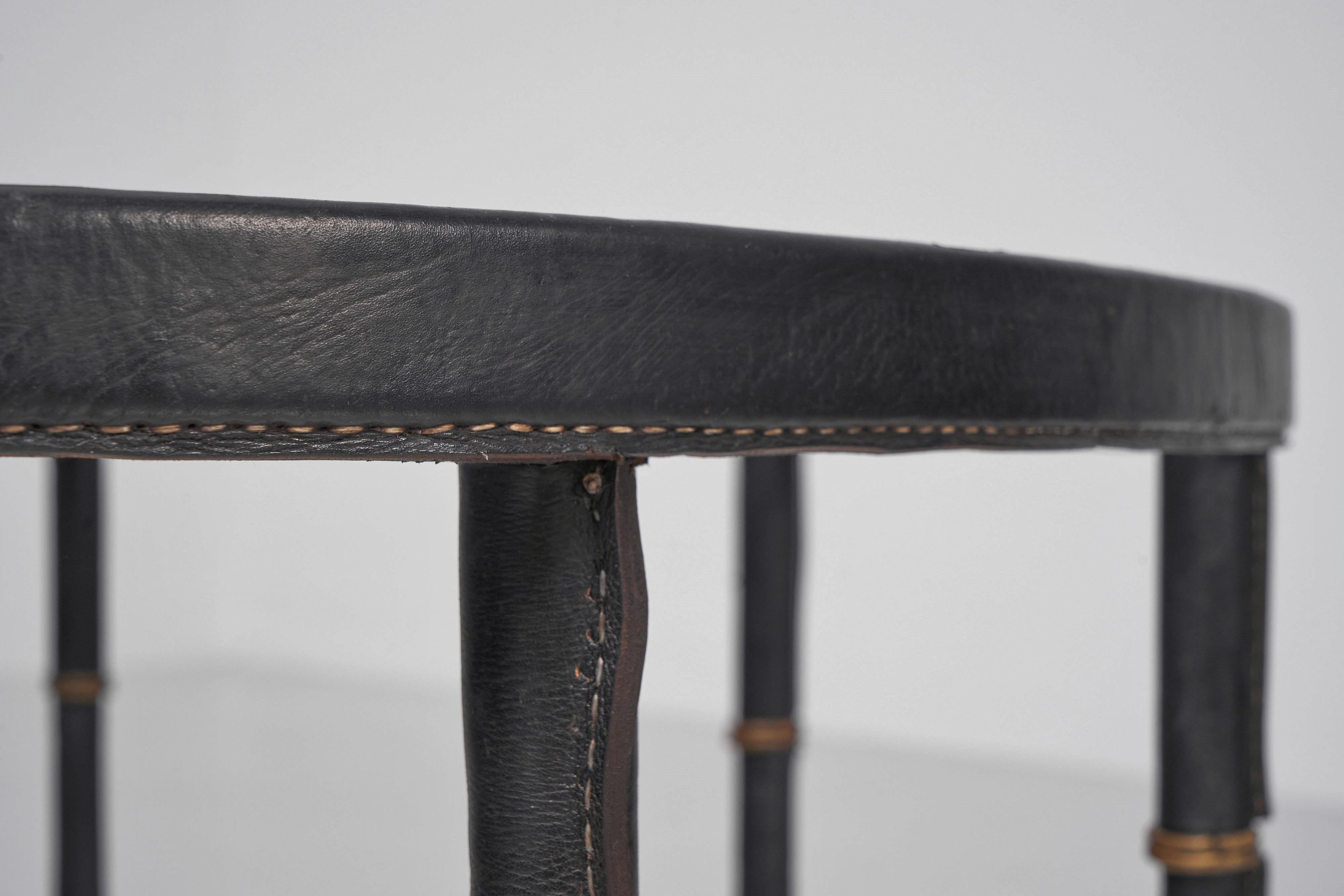 Jacques Adnet stitched leather coffee table France 1950 6
