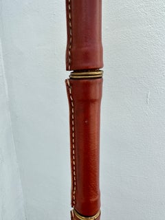Jacques Adnet Style Stitched Leather Floor Lamp