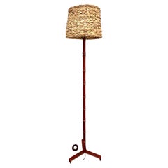 Jacques Adnet Stitched Leather Floor Lamp