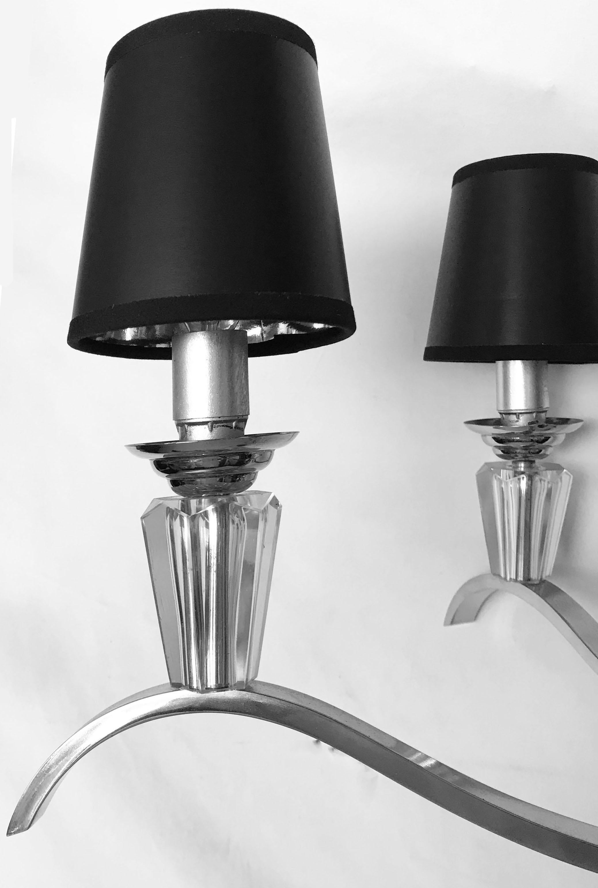 Francese Lampadario o lampadario a 5 bracci in stile Jacques Adnet in vendita