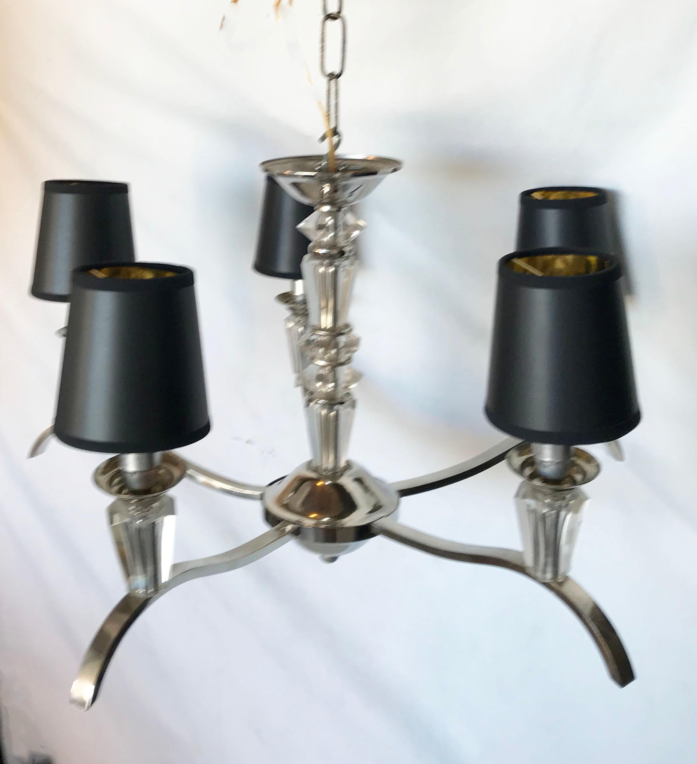 Jacques Adnet Style 5 Arms Chandelier or Flushmount  In Good Condition For Sale In Miami, FL