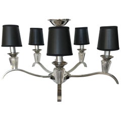 Vintage Jacques Adnet Style 5 Arms Chandelier or Flushmount 