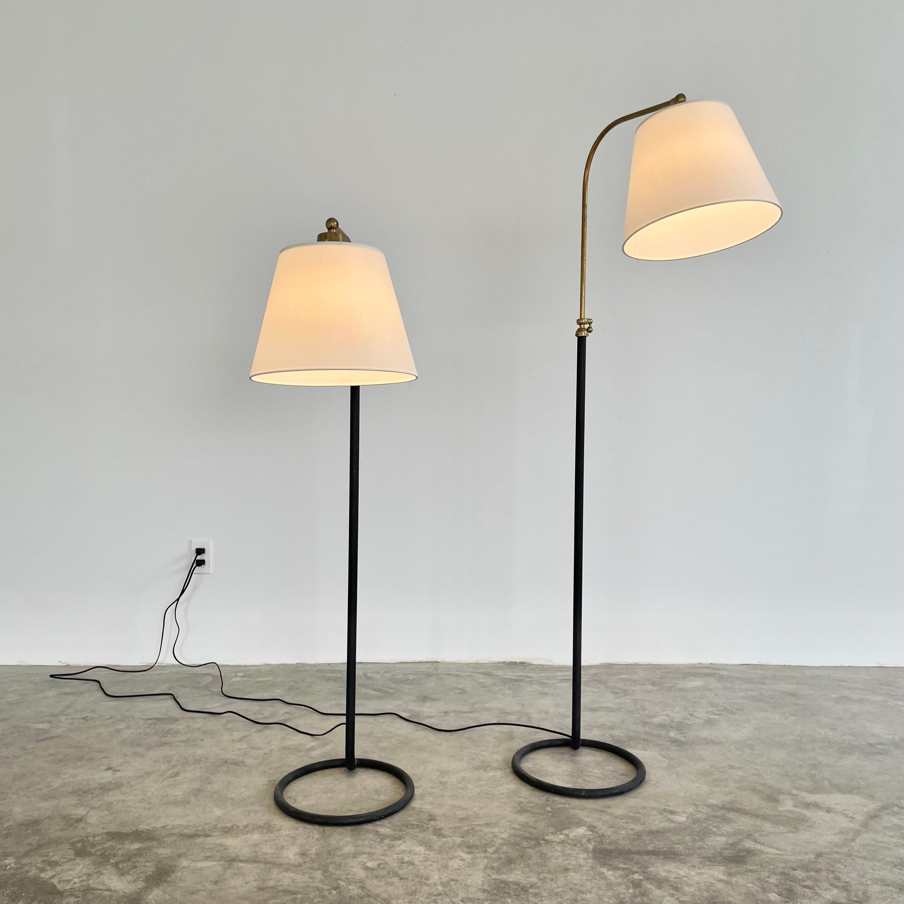 Jacques Adnet Style Adjustable Floor Lamp In Good Condition For Sale In Los Angeles, CA