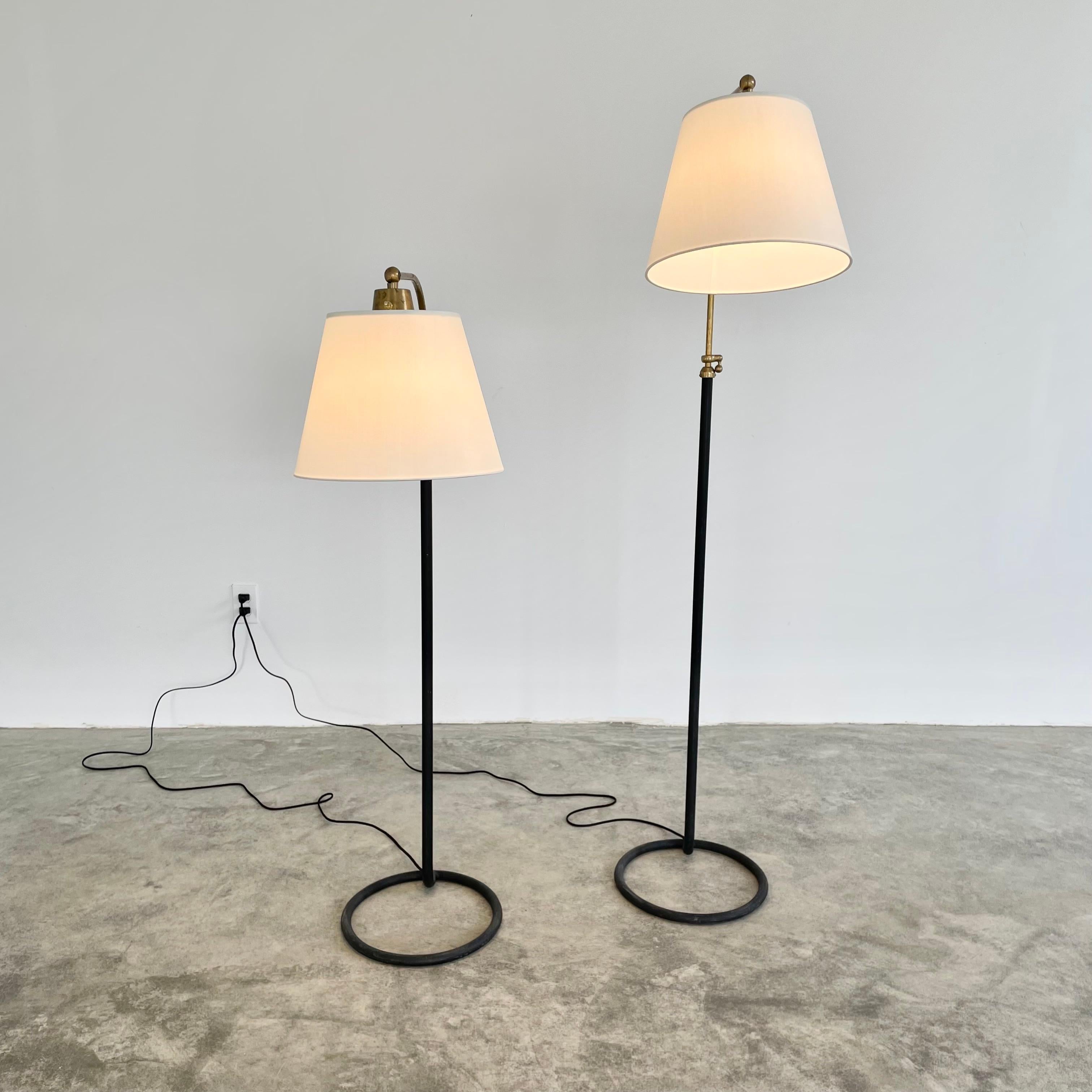 Mid-20th Century Jacques Adnet Style Adjustable Floor Lamp For Sale