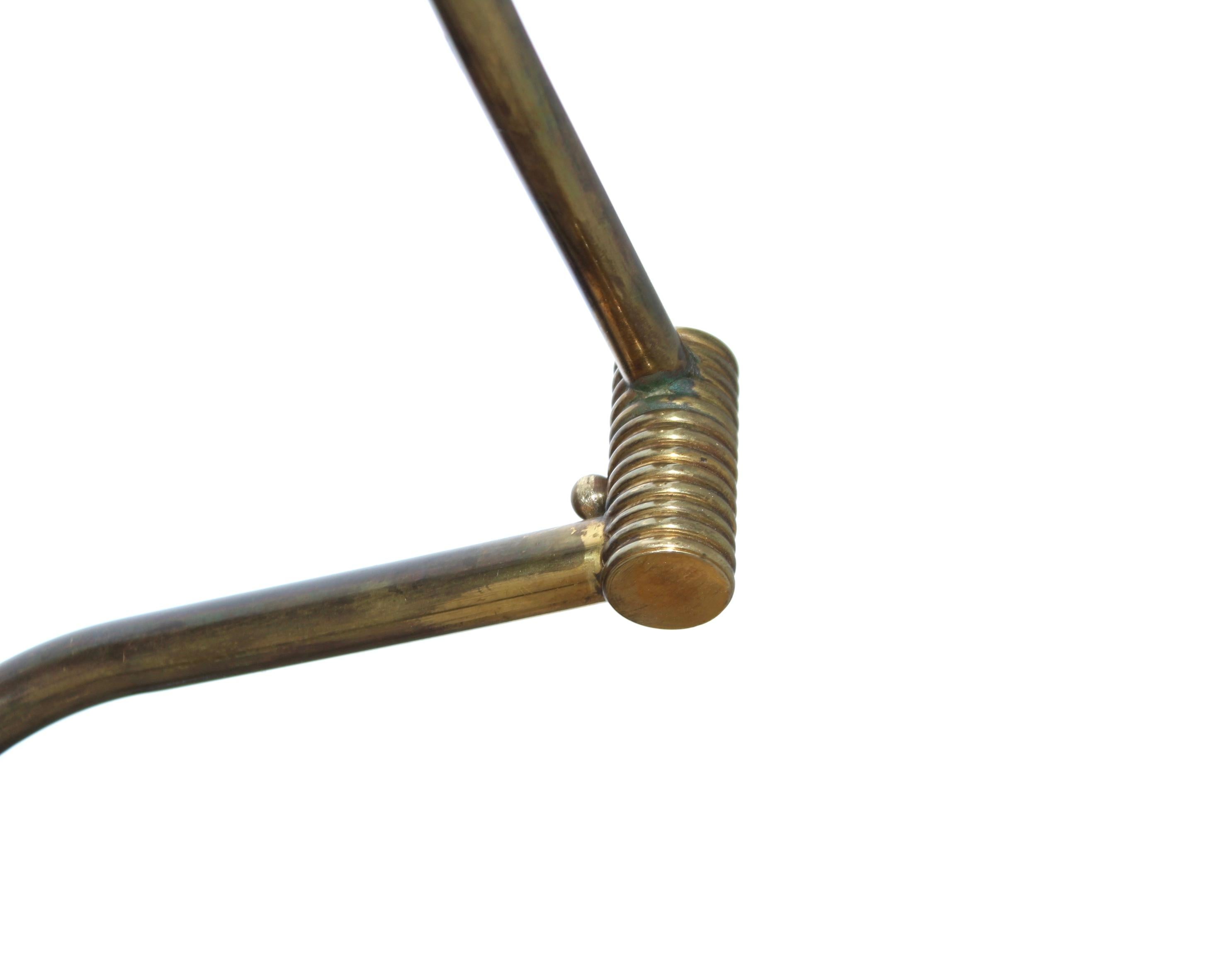 Mid-Century Modern Jacques Adnet Style Brass and Leather Swing Arm Floor Lamp
