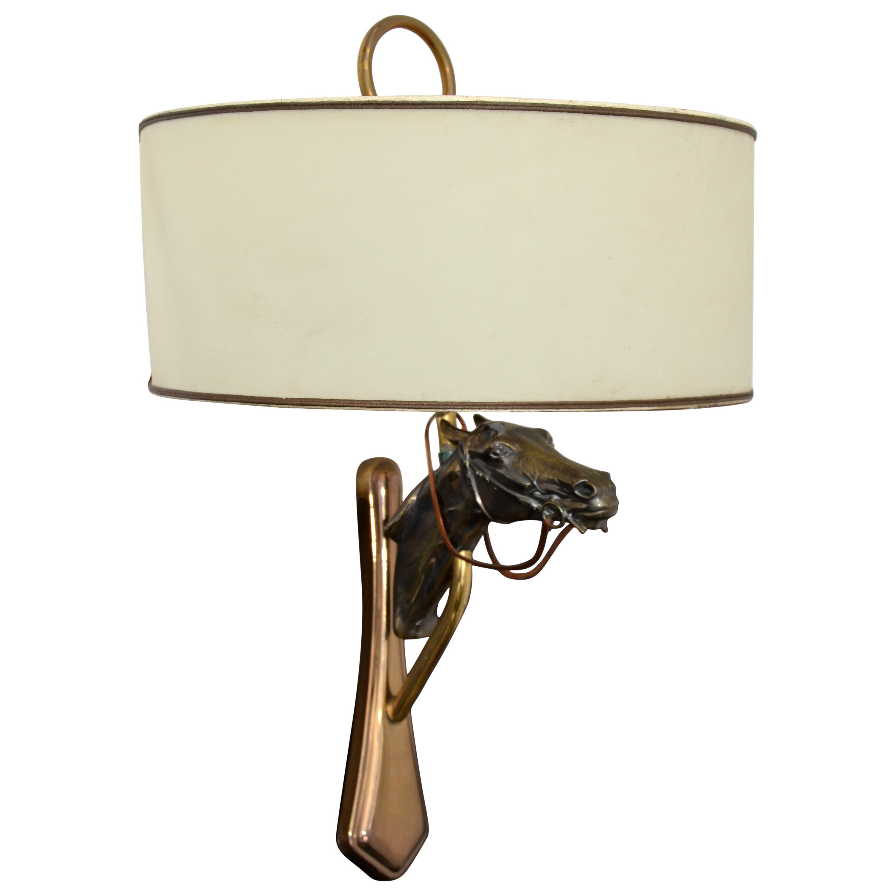 Jacques Adnet Style Bronze Horse Sconce Wall Lamp French Neoclassical