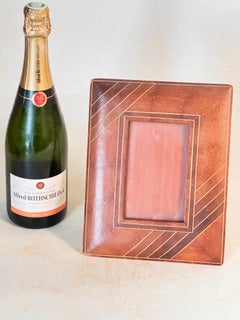 Jacques Adnet Style, Brown Leather Picture Frame, France 1940