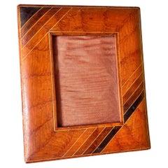 Jacques Adnet Style, Brown Leather Picture Frame, France 1940