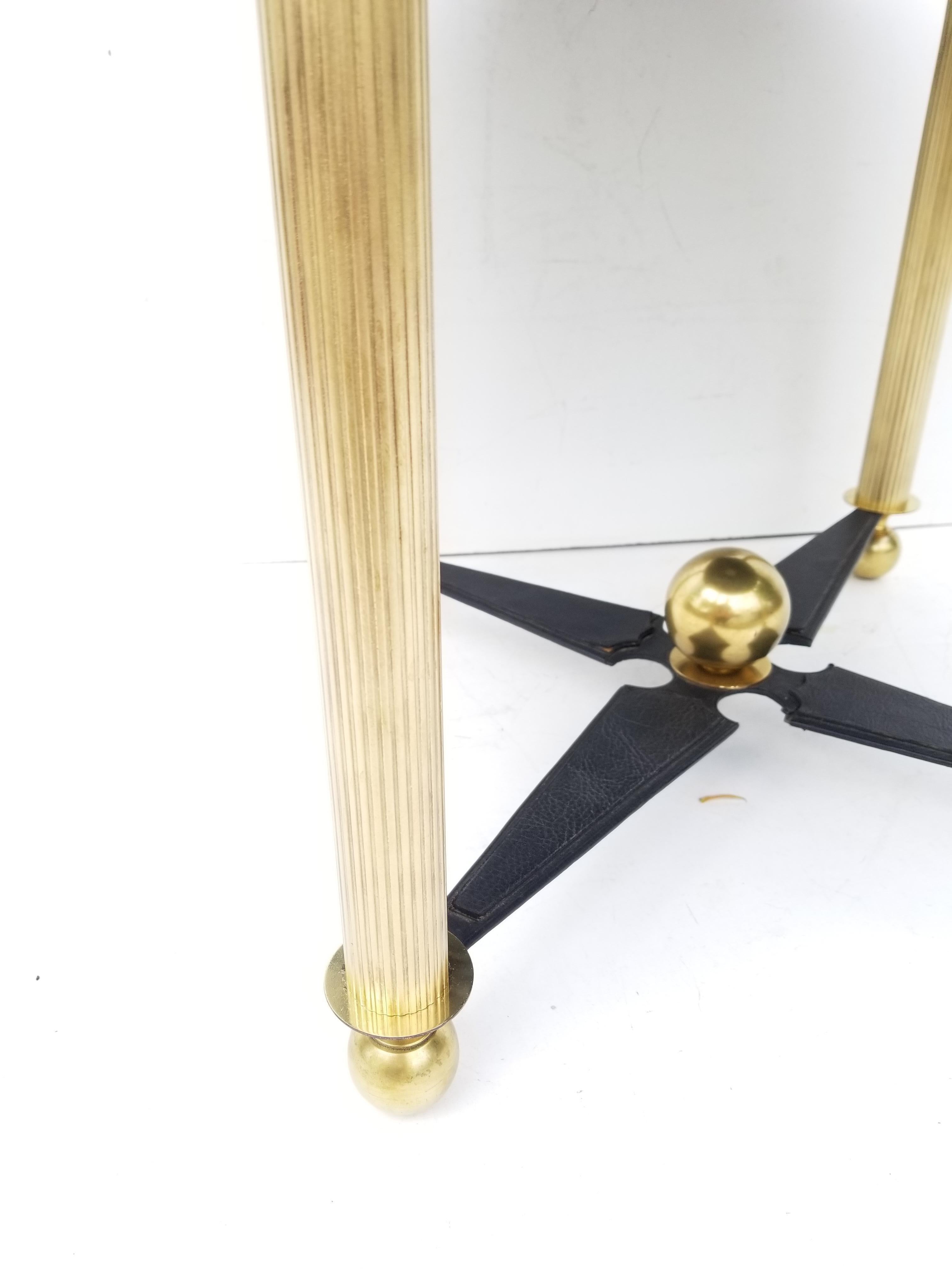 Mid-Century Modern Jacques Adnet Style Clock Side Table For Sale
