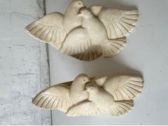 Jacques Adnet Style Corner Plaster Dove Sconces, circa 1960