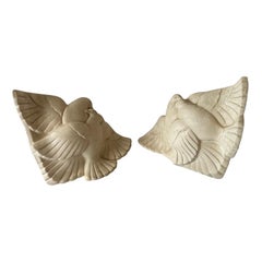 Jacques Adnet Style Corner Plaster Dove Sconces, circa 1960