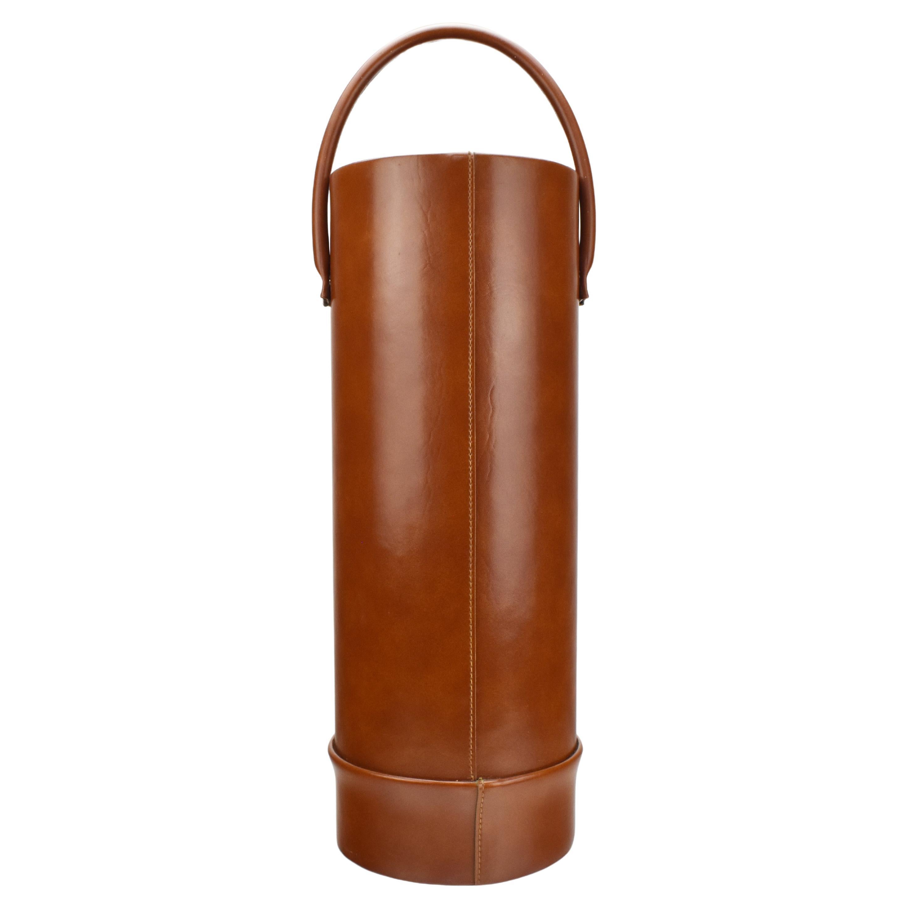 Jacques Adnet Style Faux Leather Umbrella Stand Waste Basket