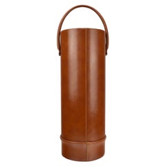 Retro Jacques Adnet Style Faux Leather Umbrella Stand Waste Basket
