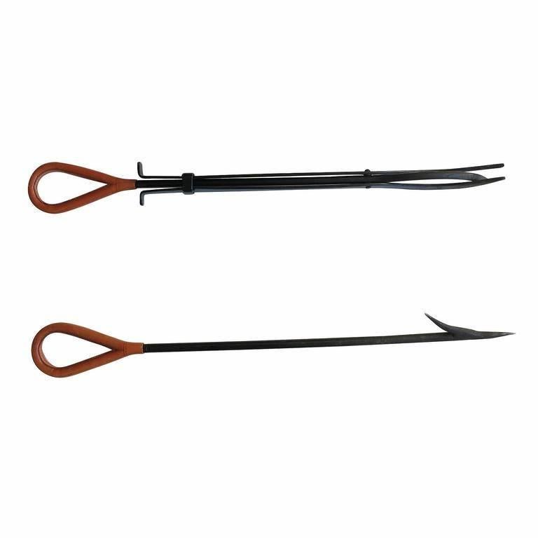 Late 20th Century Jacques Adnet Style Fireplace Tools