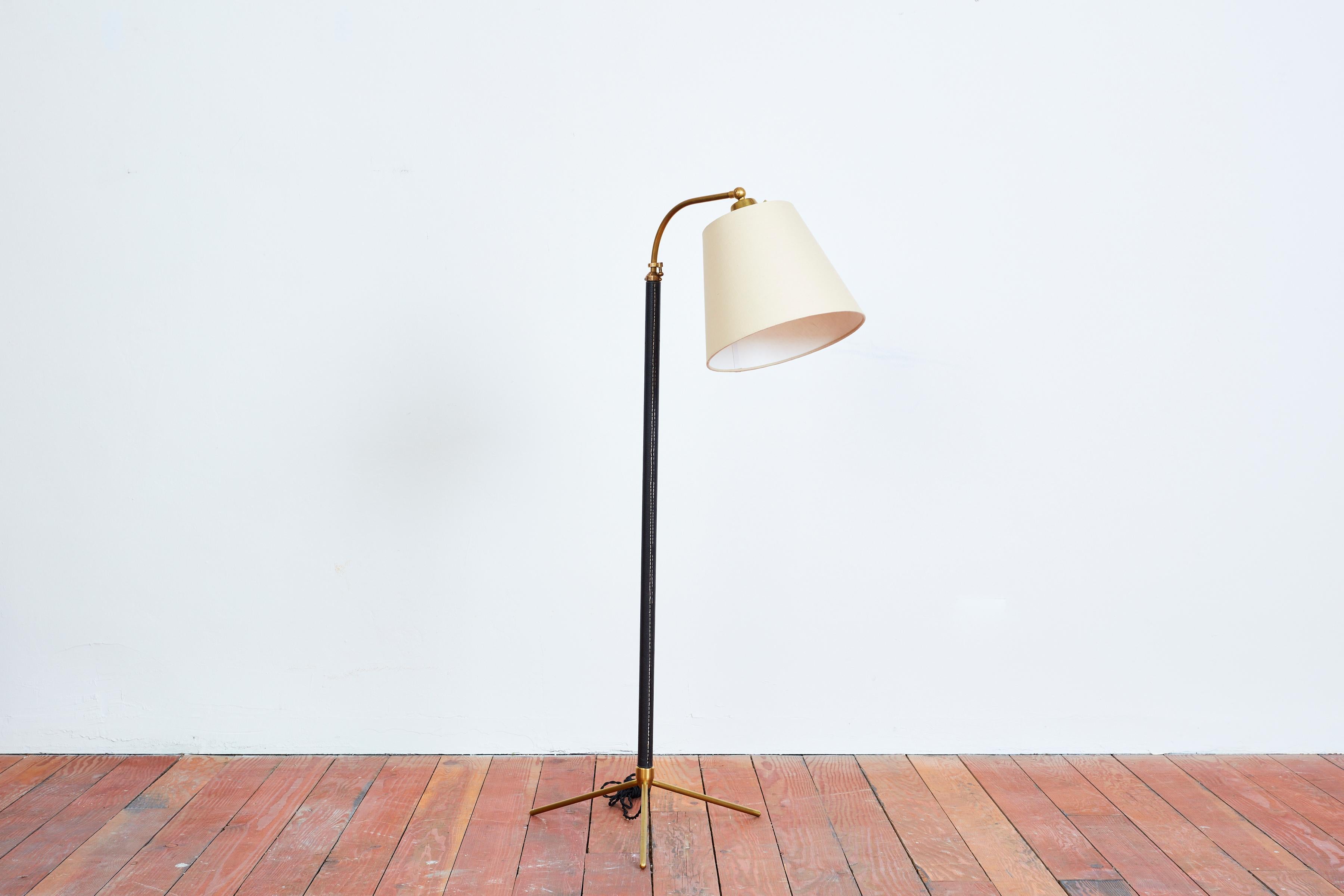 Brass Jacques Adnet Style Floor Lamp For Sale