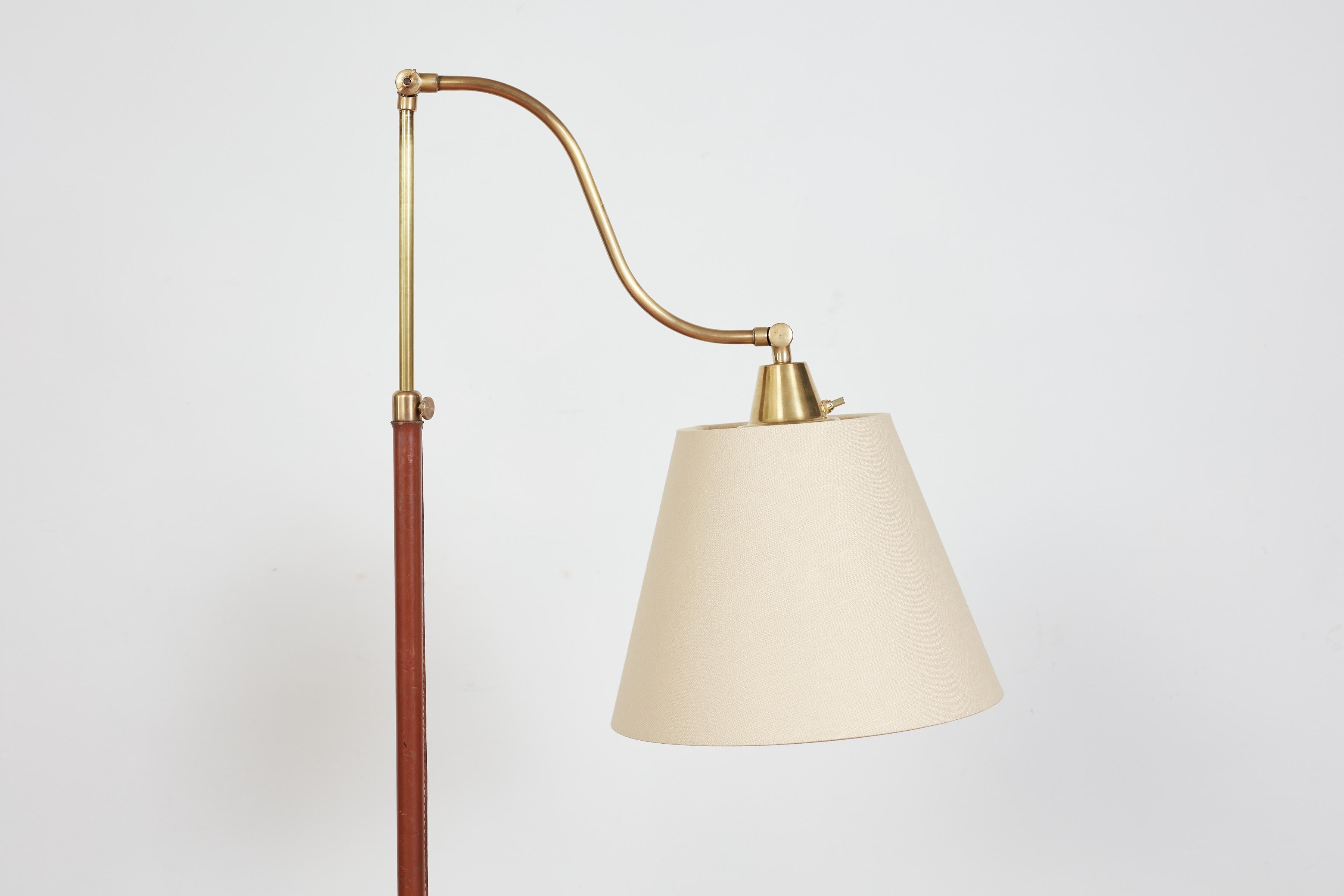 Brass Jacques Adnet Style Floor Lamp