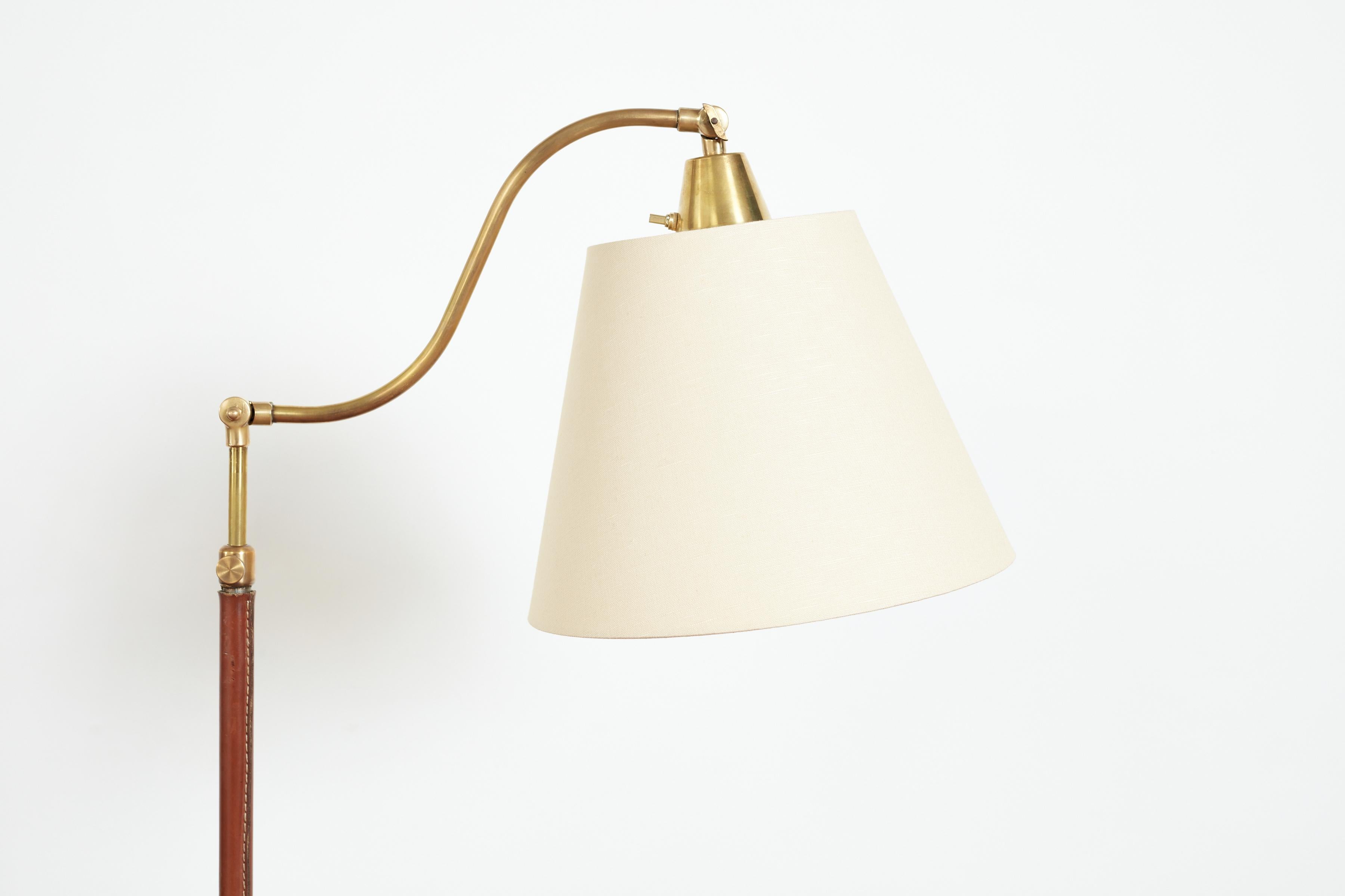 Brass Jacques Adnet Style Floor Lamp For Sale