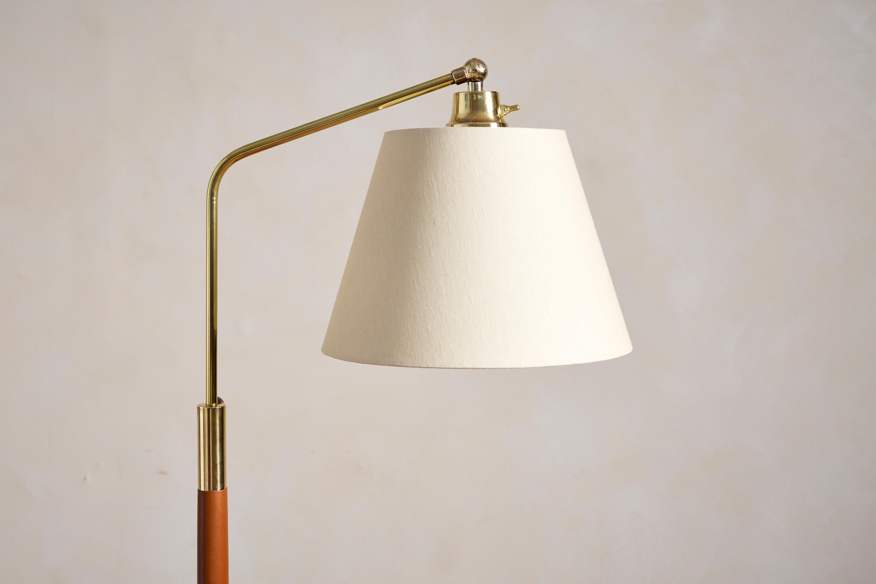 Brass Jacques Adnet Style Floor Lamp For Sale