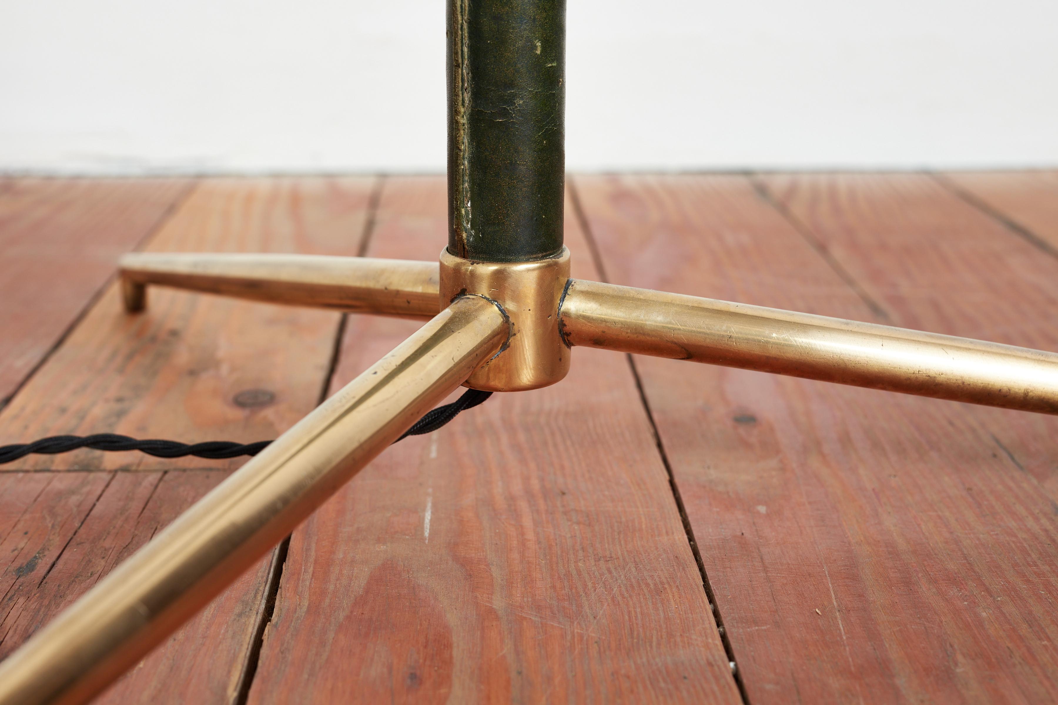 Jacques Adnet Style Floor Lamp in Green Leather 4