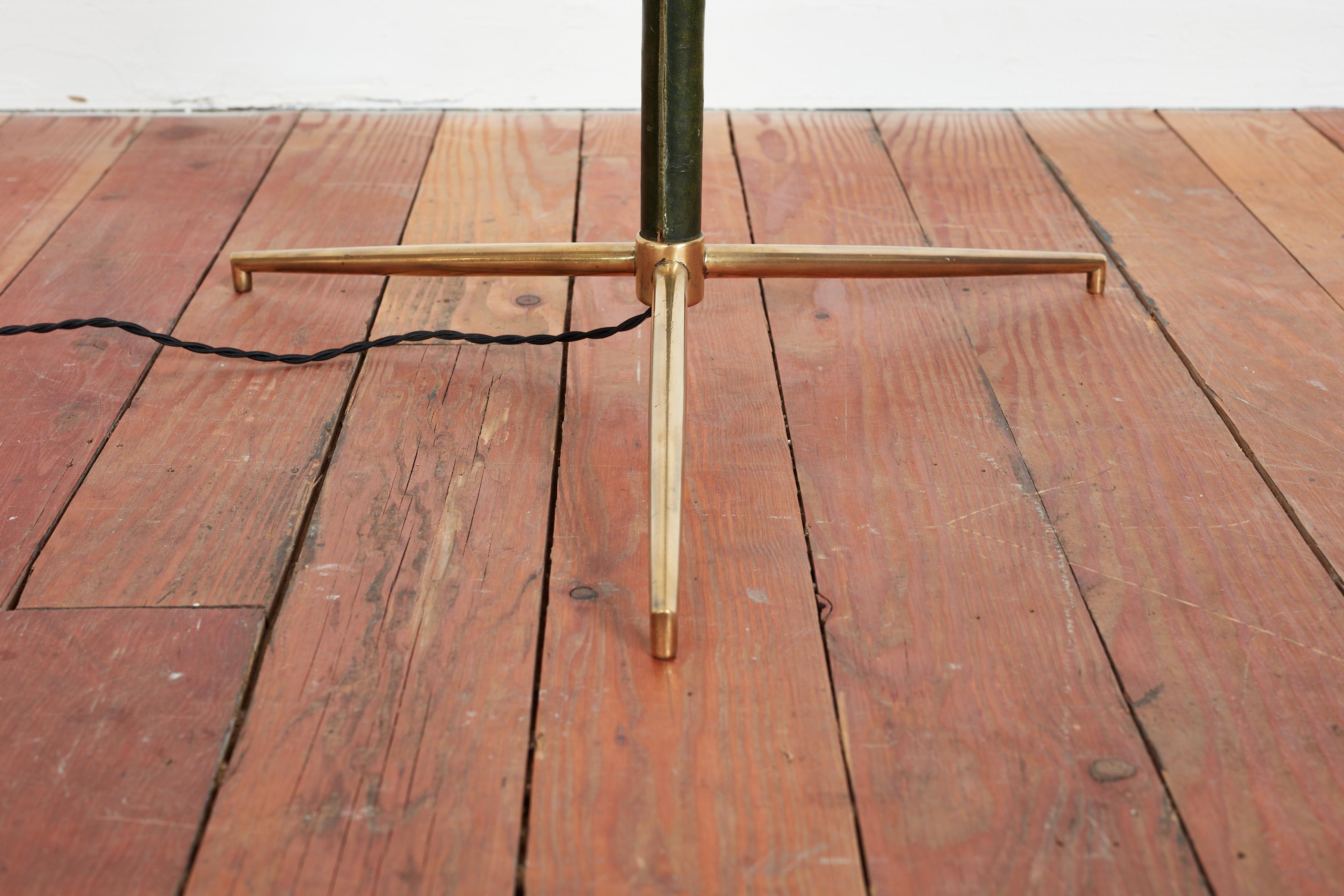 Jacques Adnet Style Floor Lamp in Green Leather 7