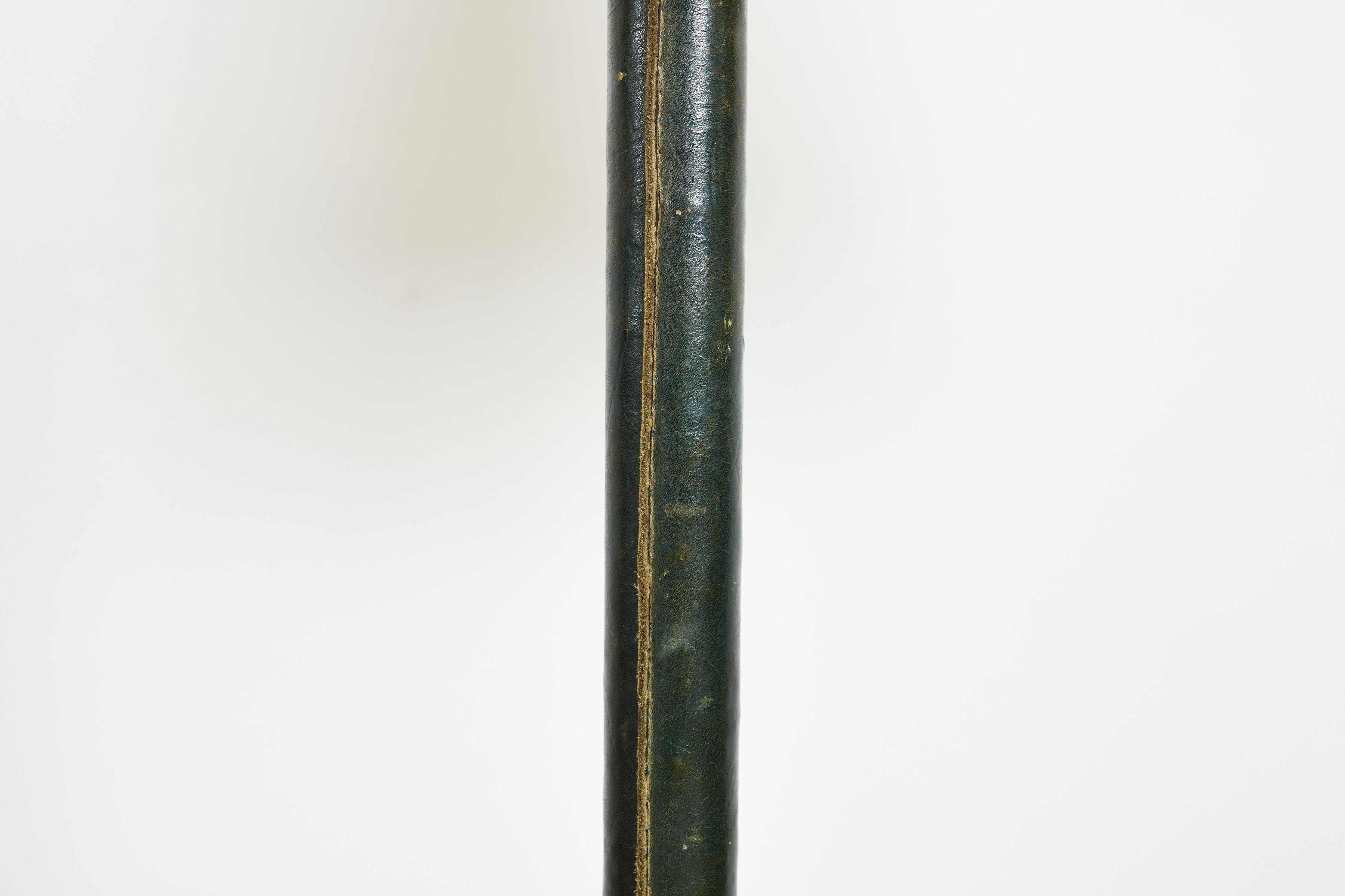 Jacques Adnet Style Floor Lamp in Green Leather 8
