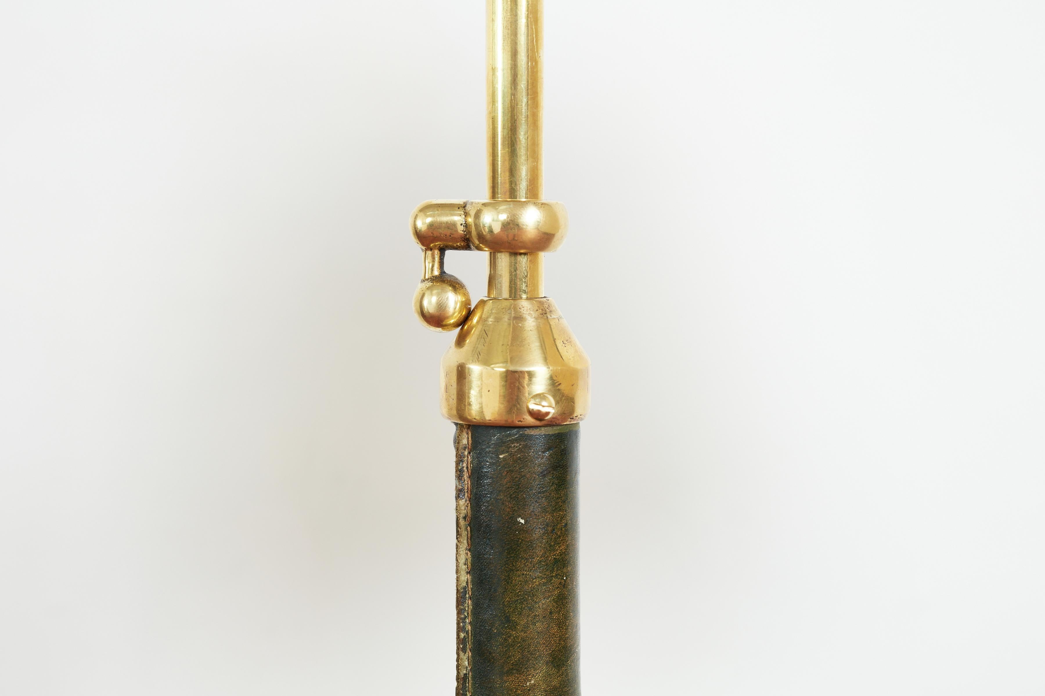 Jacques Adnet Style Floor Lamp in Green Leather 11