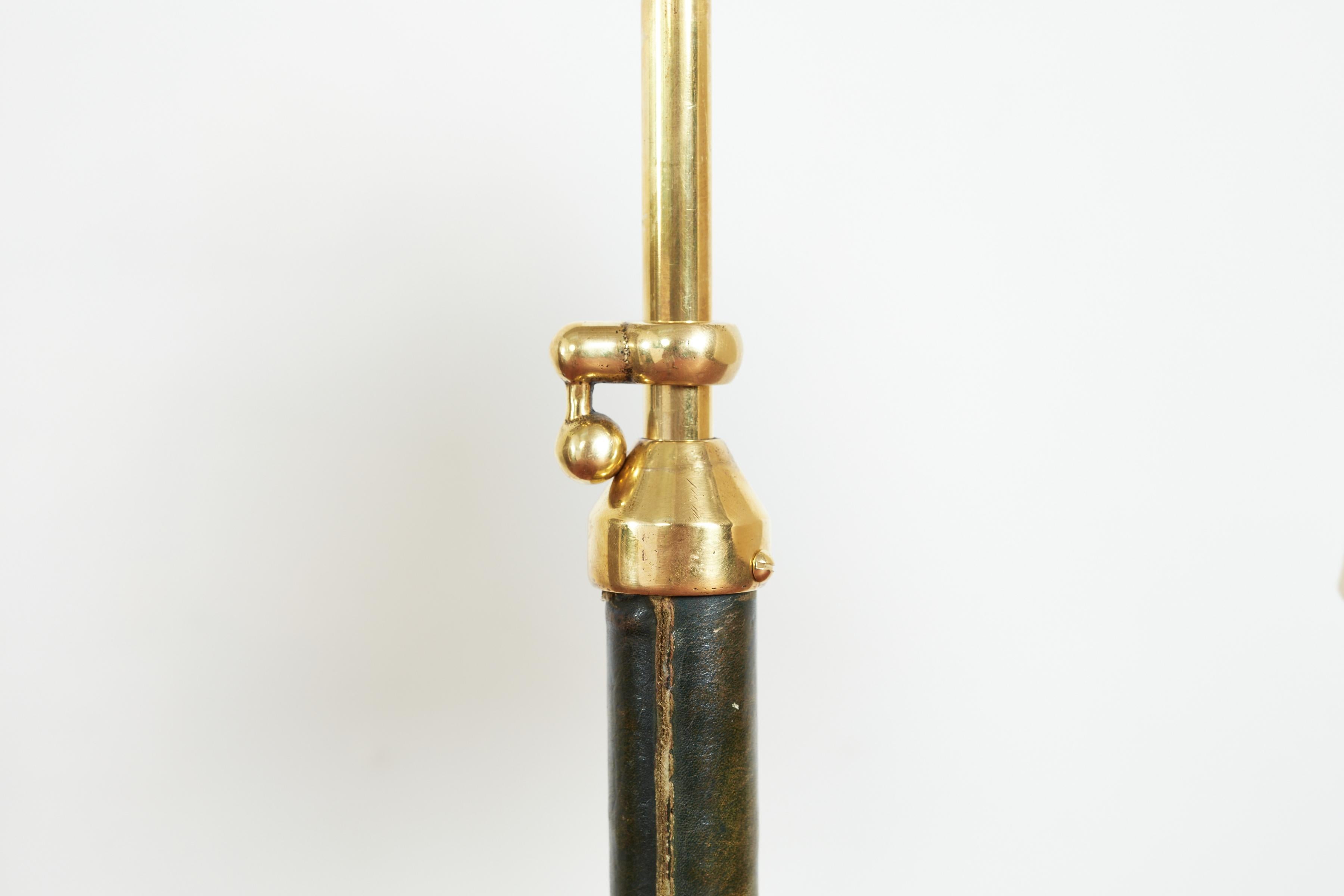 Jacques Adnet Style Floor Lamp in Green Leather 2