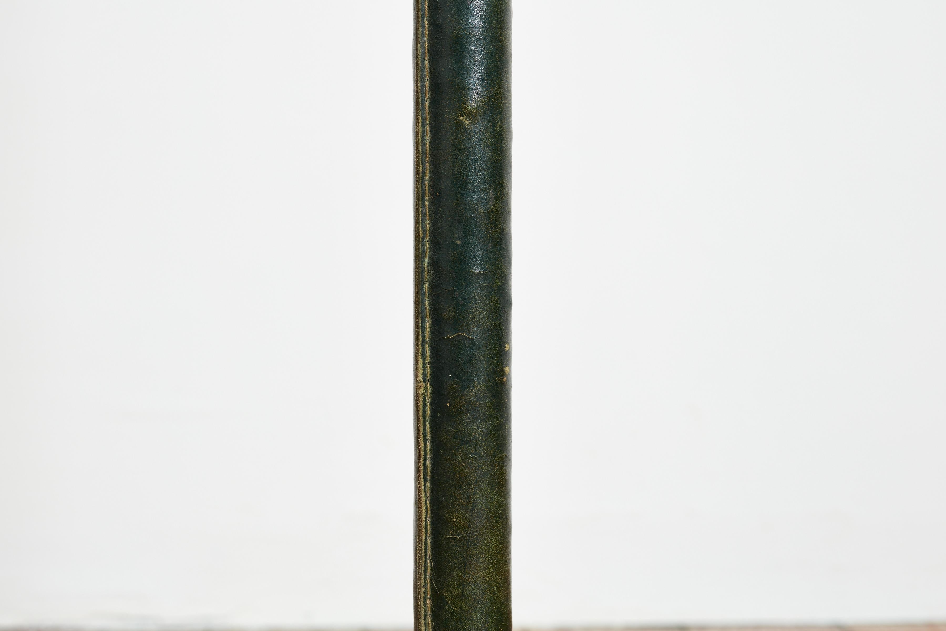 Jacques Adnet Style Floor Lamp in Green Leather 3