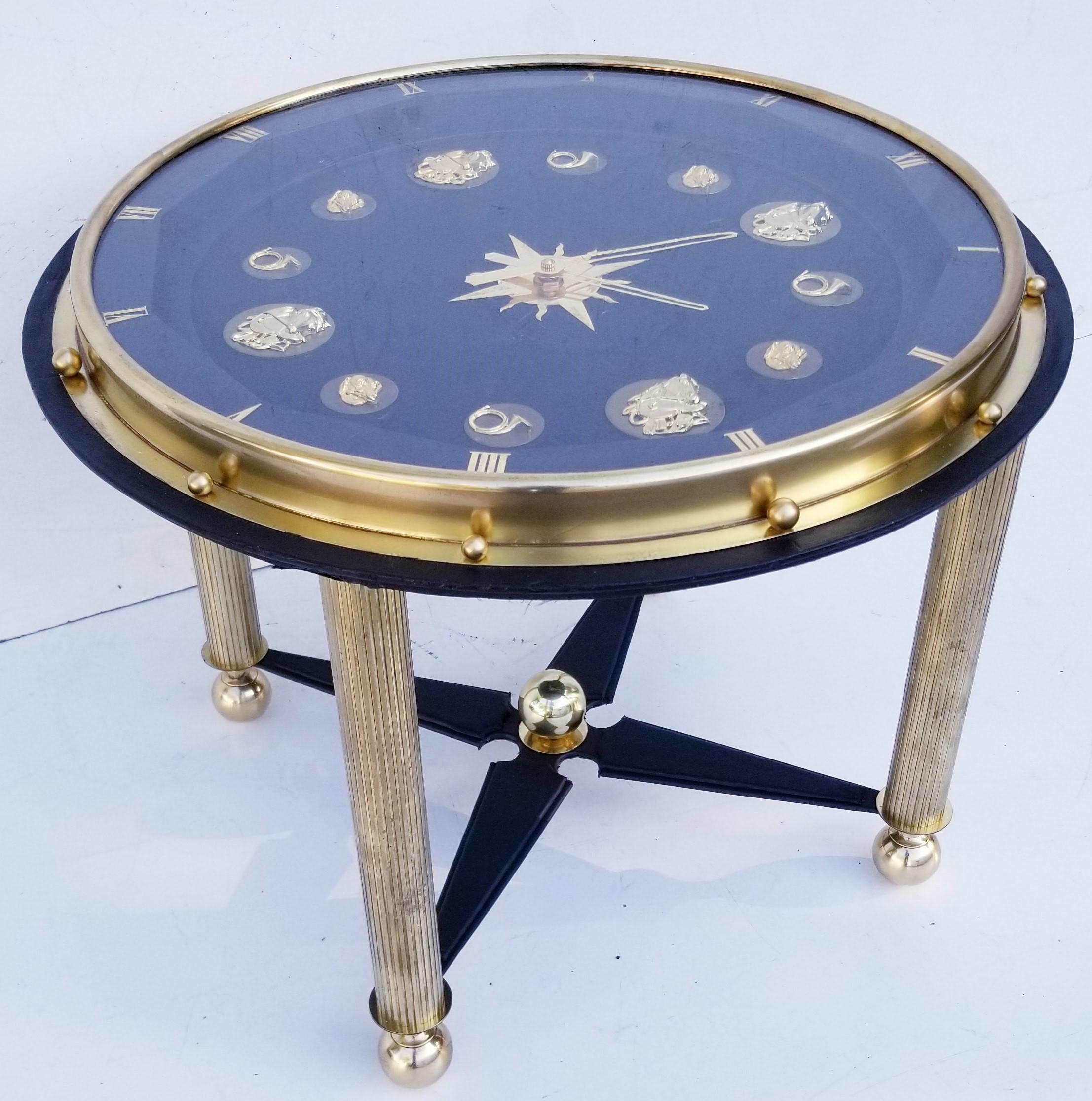 Jacques Adnet Style French Clock Table, circa 1950 For Sale 4