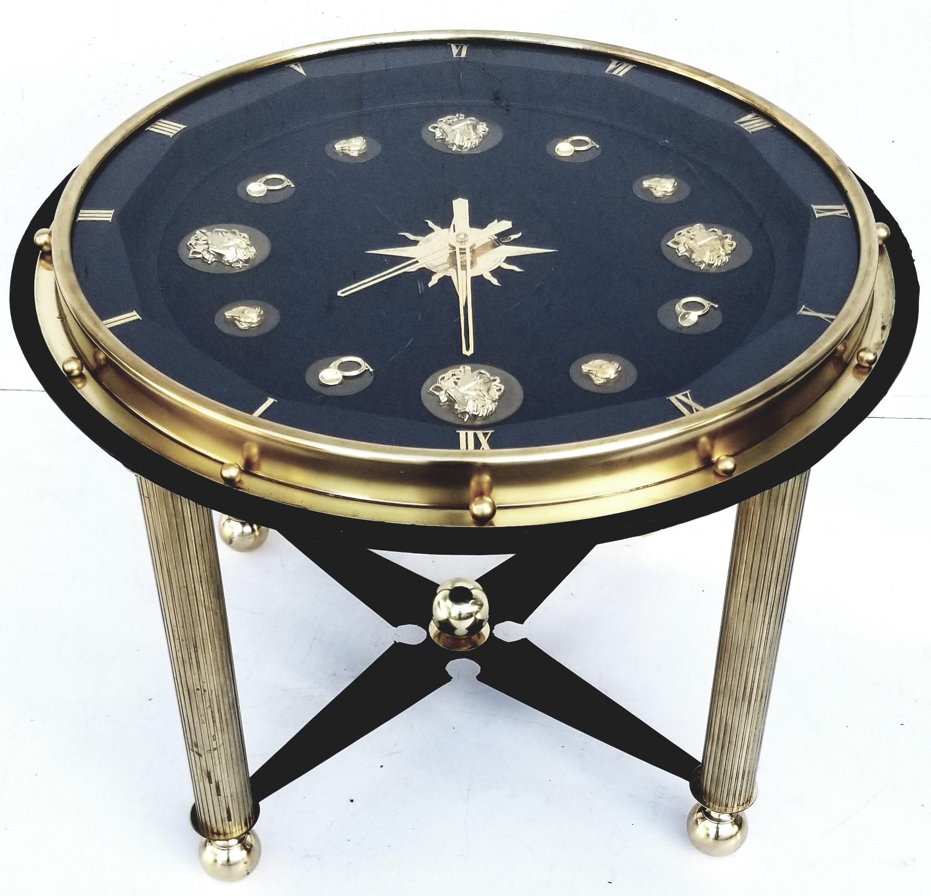 Mid-Century Modern Jacques Adnet Style French Clock Table, circa 1950 For Sale
