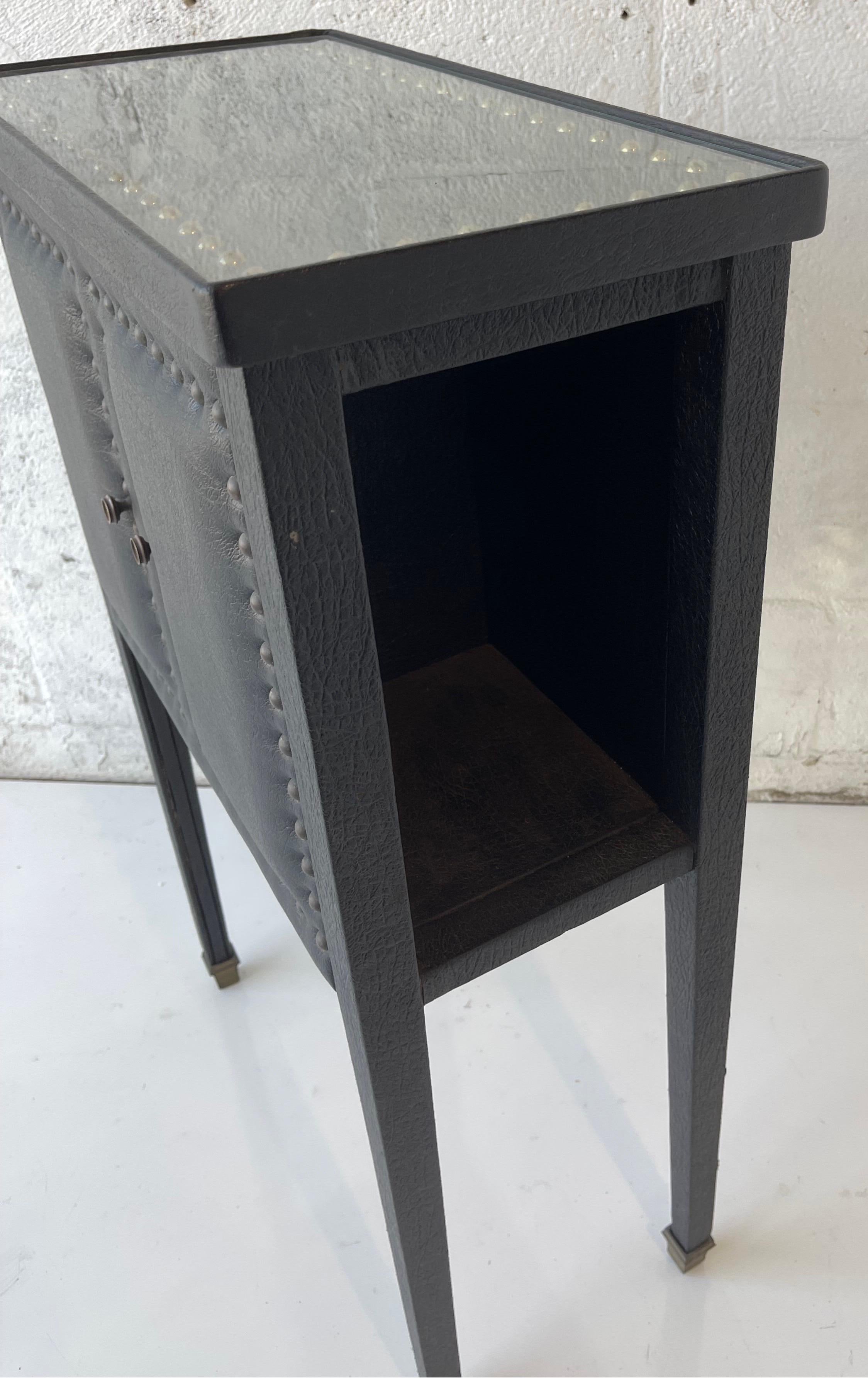Jacques Adnet Style French Faux Leather Side Table, circa 1950 For Sale 4