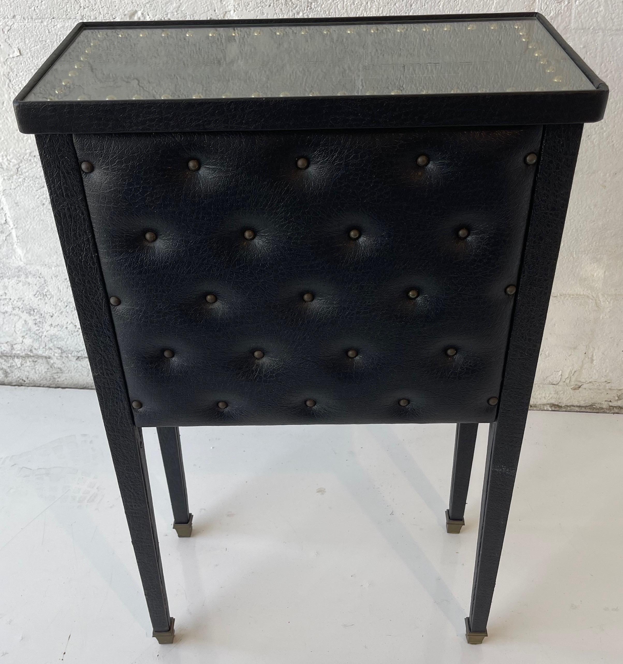 Jacques Adnet Style French Faux Leather Side Table, circa 1950 For Sale 1