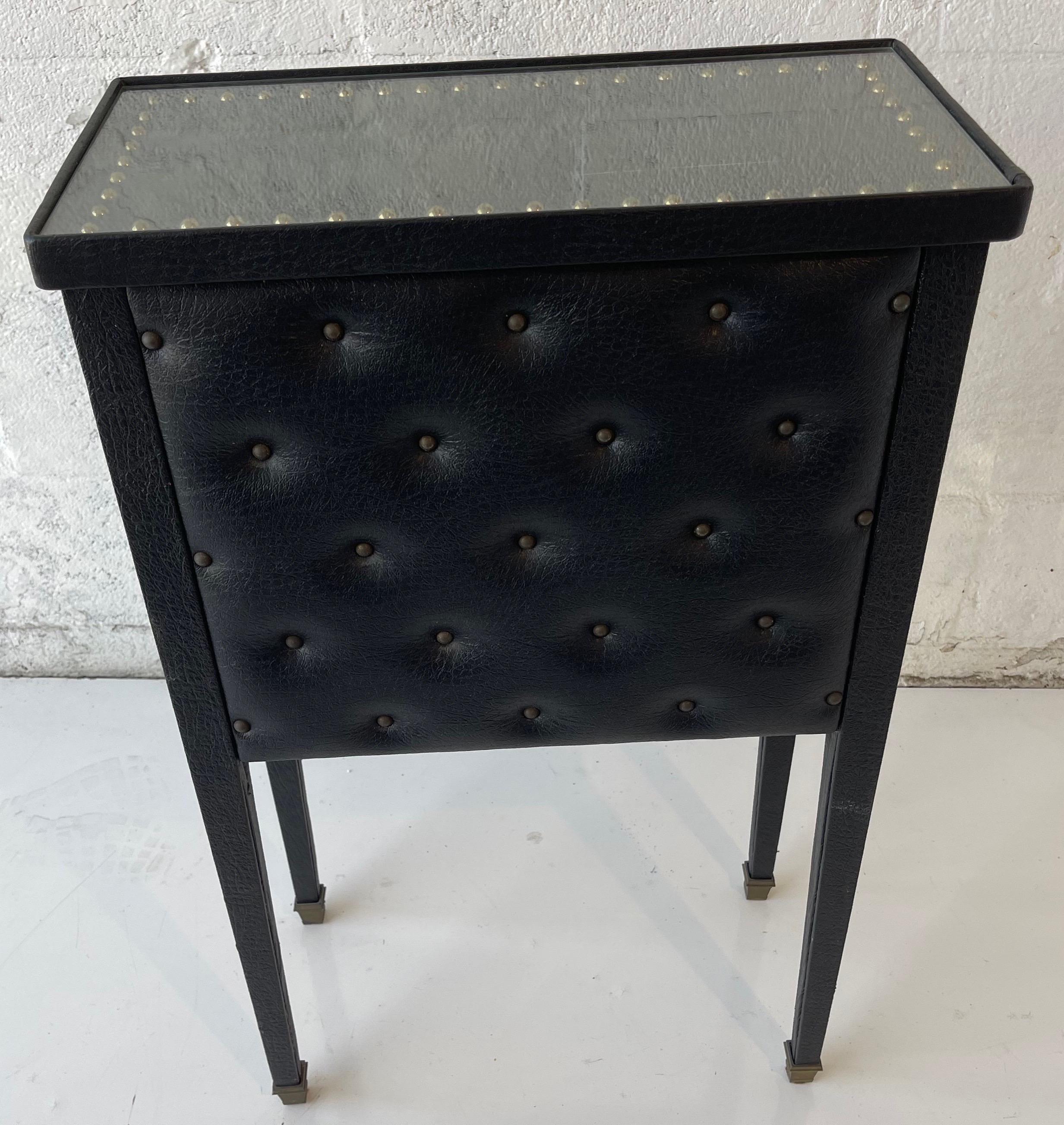 Jacques Adnet Style French Faux Leather Side Table, circa 1950 For Sale 2