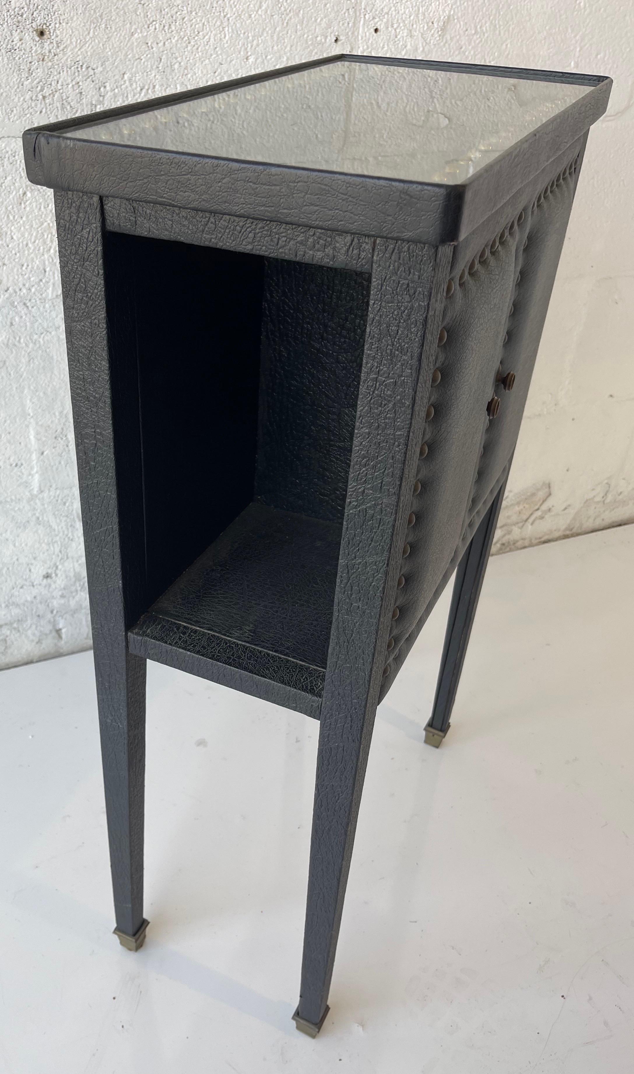 Jacques Adnet Style French Faux Leather Side Table, circa 1950 For Sale 3