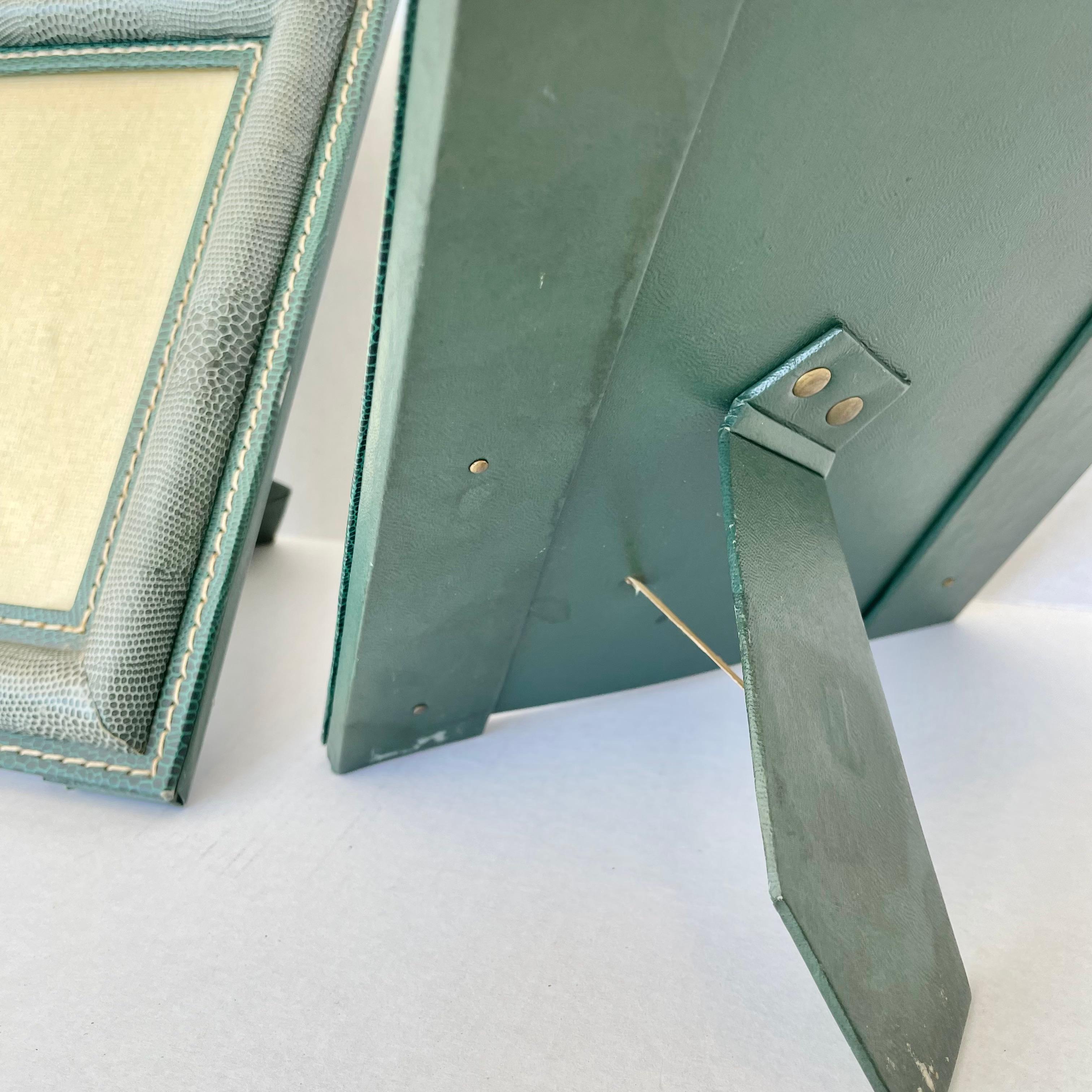 Jacques Adnet Style Green Leather Picture Frame 7