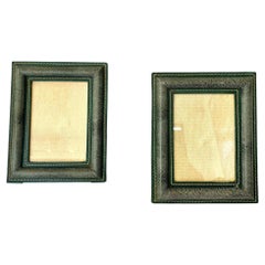 Jacques Adnet Style Green Leather Picture Frame