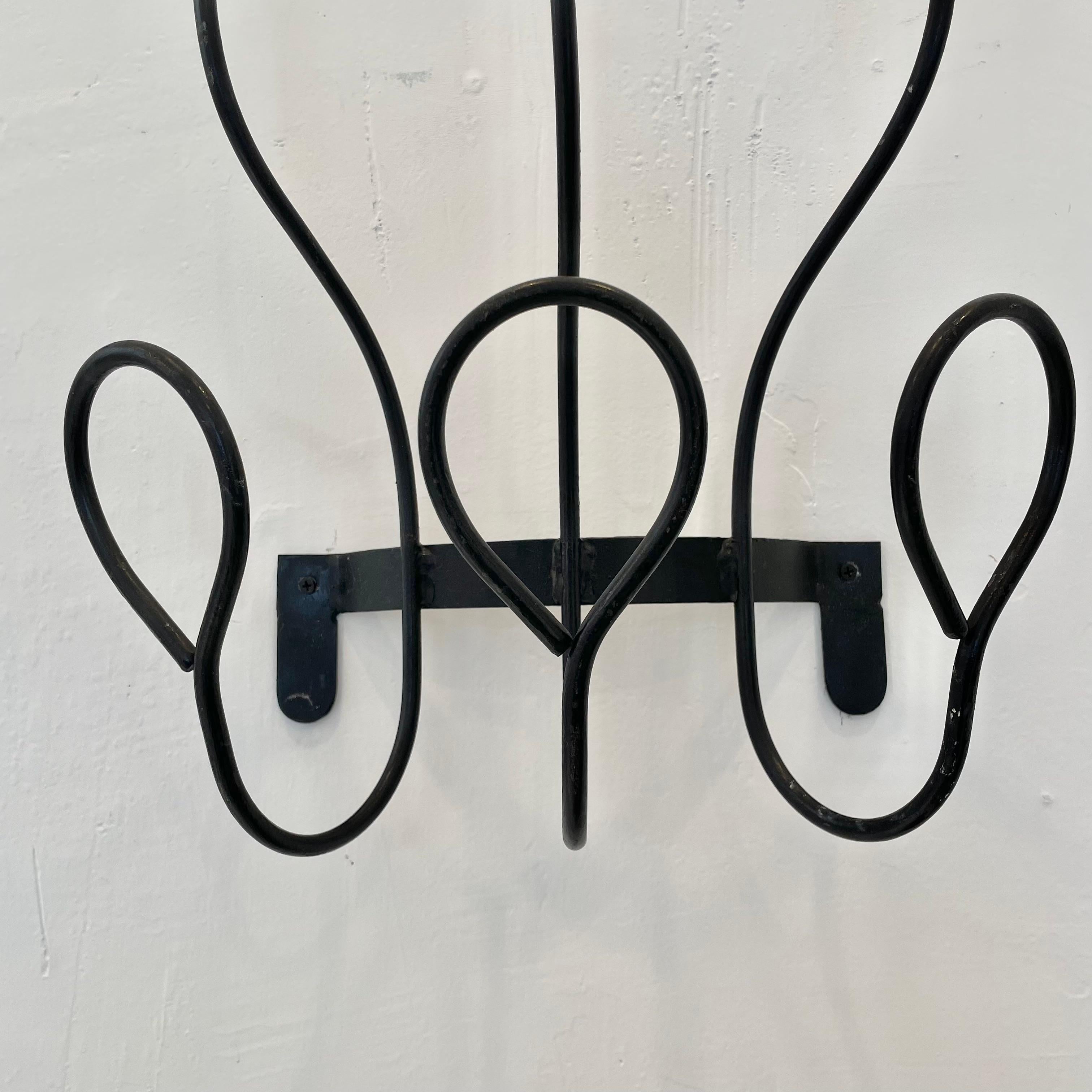 Jacques Adnet Style Iron and Brass Coat Rack 7