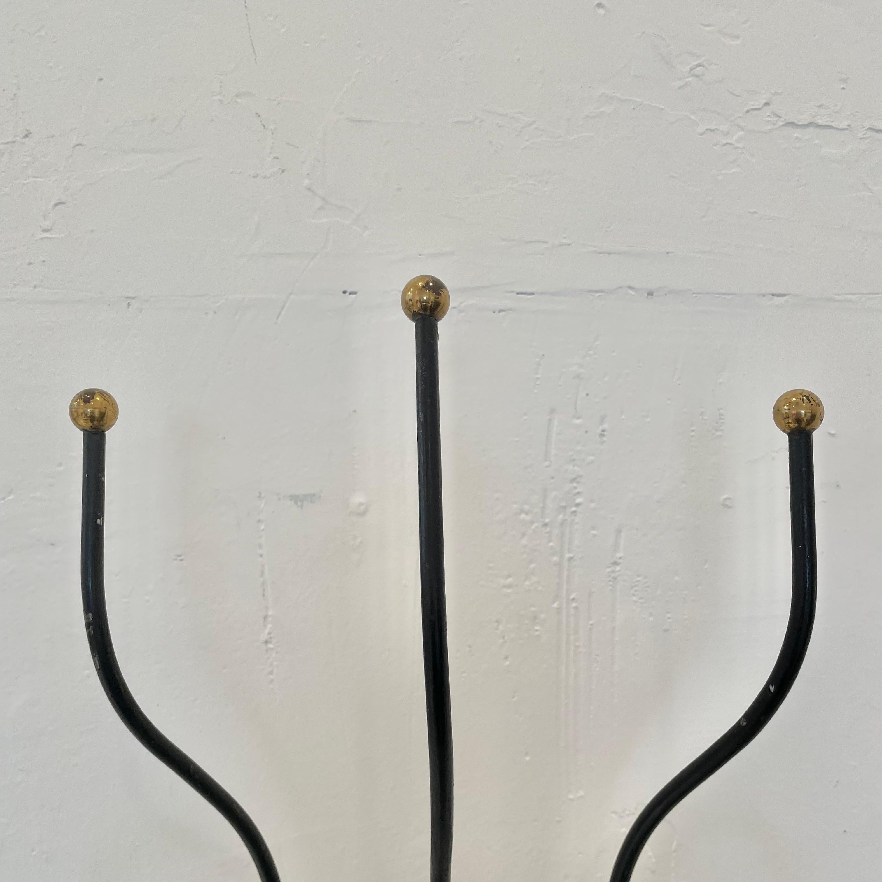 Jacques Adnet Style Iron and Brass Coat Rack 10