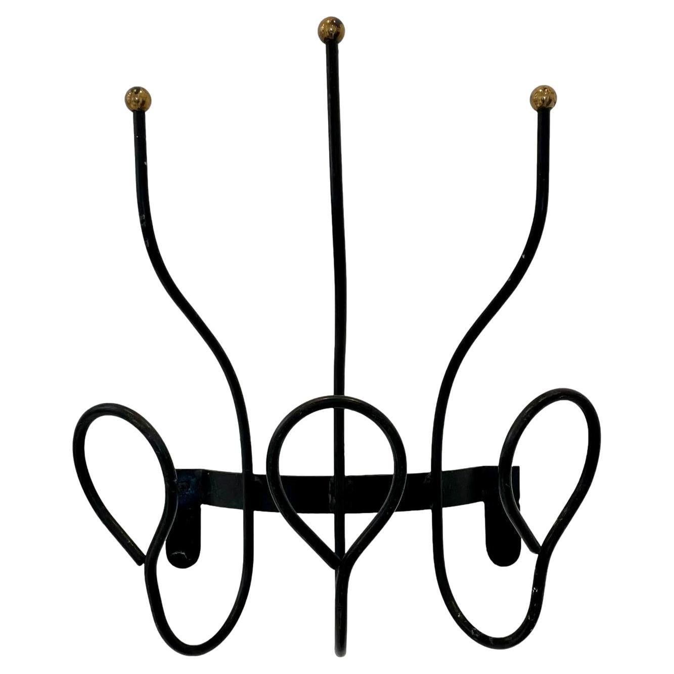 Jacques Black Lacquered and Chrome Standing Coat Rack, French