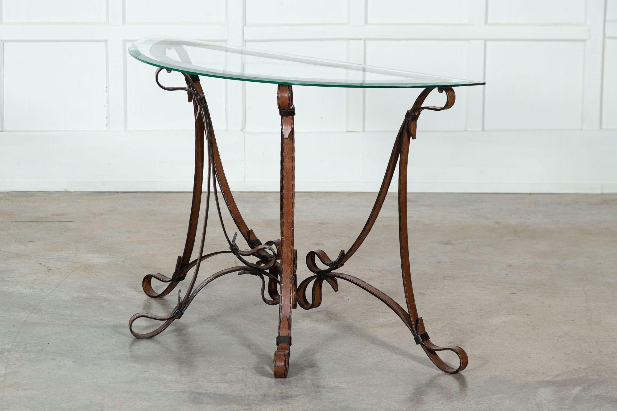 circa Mid 20thC
Jacques Adnet Style Iron Faux Leather Console Table

W112 x D42 x H73 cm.